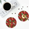 thumbnail image 4 of Lsque X-mas and New Year Pattern 4" Drink Coasters Set of 4, PVC Leather Absorbent Coasters, Table Coaster Set Decorative Coffee Cup Coasters Housewarming Gift -Round Shape, 4 of 6