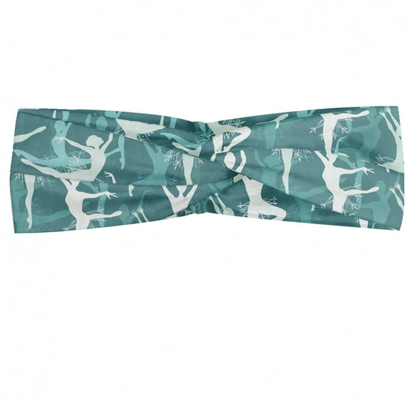 Classic Headband, Dancing Silhouette of Ballerinas Woman Body Performing Dancers Modern Art Deco, Elastic and Soft Women's Bandana for Sports and Everyday Use, Grey Red Coconut, by Ambesonne