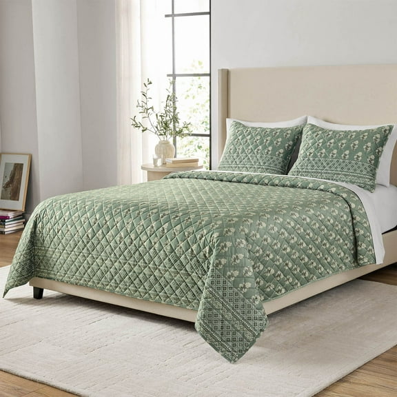 Member's Mark 3-Piece Printed Velvet Quilt Sets, Assorted Sizes