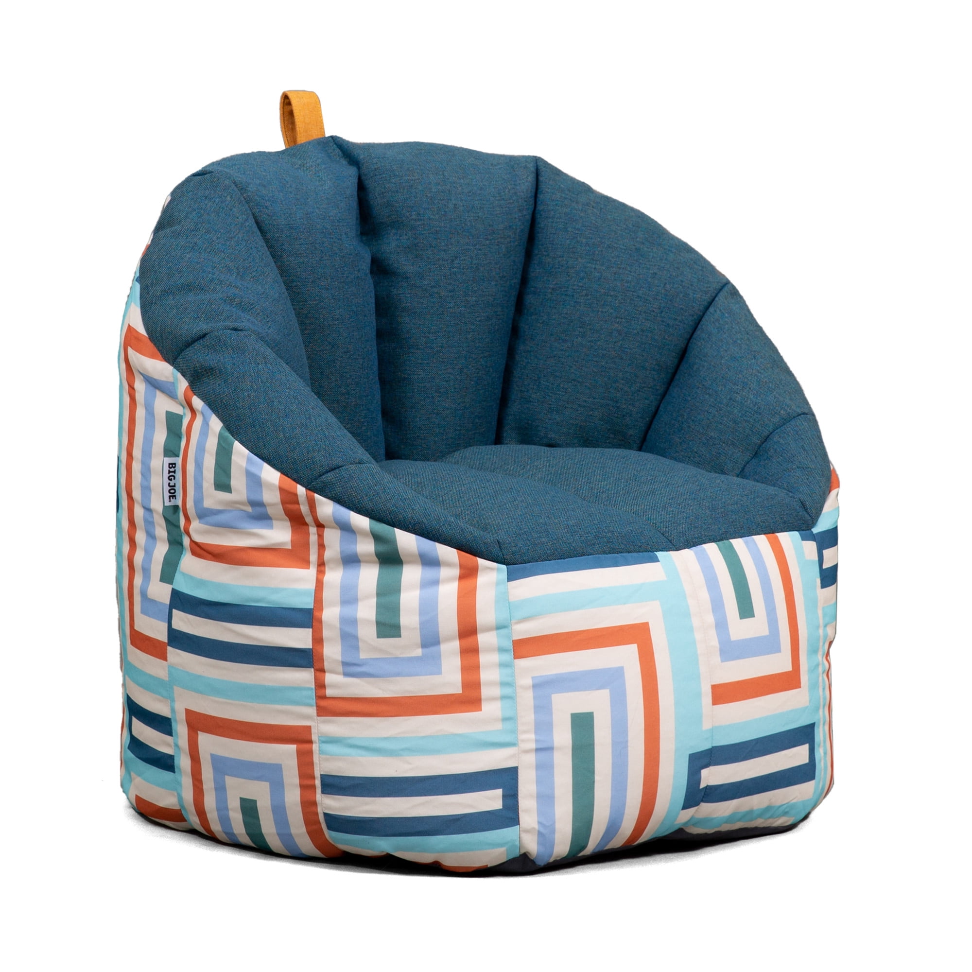 Big Joe Milano Patio Weatherproof Bean Bag Chair, Lakeshore/Aqua Glass Block Intertwist/Sunmax, Weather Resistant UV-Protected Fabric, 2.5 feet