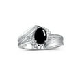 thumbnail image 1 of RYLOS Rings for Women Sterling Silver Swirl Z Ring 7X5MM Oval Gemstone &  Diamond Rings October Cabochon Onyx Jewelry Size 9, 1 of 7