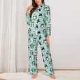 thumbnail image 2 of Yiaed Winter Skiing Penguin Print Pajamas Women's Long Sleeve Sleepwear Soft Button Down Loungewear Pjs Lounge Set Nightwear Womens Pajama Pants-Small, 2 of 7