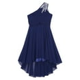 thumbnail image 2 of YONGHS Kids Girls One Shoulder Formal Gown High Low Hem Evening Dress Navy Blue 12, 2 of 7
