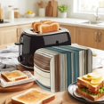 thumbnail image 3 of Turquoise Beige Striped Toaster Cover 2 Slice, Modern Farmhouse Vertical Stripes Dustproof Bakeware Oven Protector with Top Hook, Waterproof Small Kitchen Appliance Toasters Dust Cover, 12"x7.5"x8", 3 of 9