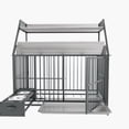 thumbnail image 3 of Noaman Large Pet Cage with Storage Rack & Drawers, 35.43"L x 23.60"W x 49.20"H, Iron Frame & MDF Double-Layer Design, Stainless Steel Food/Water Basins, Wheels for Mobility (Black+Smoke Gray), 3 of 37