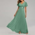 thumbnail image 1 of Puntoco Vestido De Manga Corta Con Cuello En V, Vestido De Noche De Dama De Honor Para Banquete De Gasa Para Mujer, Color Verde Menta L, 1 of 9