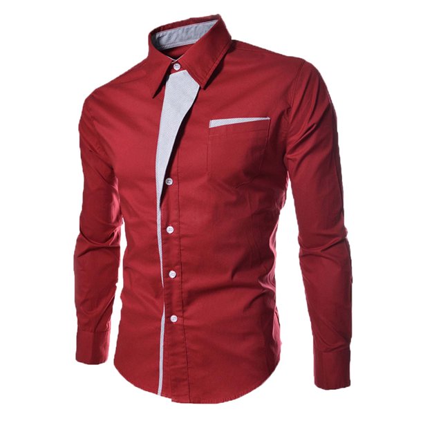 Hombres Otoño Casual Slim Fit Manga Larga Turndown Pocket Top Blusa Camisa Odeerbi ODB-6