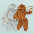 thumbnail image 2 of XBASW Newborn Baby Boys Hoodies Jogger Pants Sweatsuit Outfit Long Sleeve Sweatshirt Spring Fall 2PCS Set for 0-3 Years, 2 of 8
