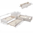 thumbnail image 7 of Twin Size Platform Bed with Trundle and Drawers, L-Shaped Corner Bed Frame for Kids Teens Adults, Wood Daybed with Storage Desk for 3 People, 3 Beds in One for Kids Teens Bedroom Furniture Gray, 7 of 7