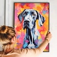 thumbnail image 5 of Great Dane Dog Flower Canvas Painting Colorfull Canvas Art Prints Bathroom Artwork for Wall Living Room Bedroom Bathroom Wall Art Framed Art Wall Decor 1 inch, 5 of 5