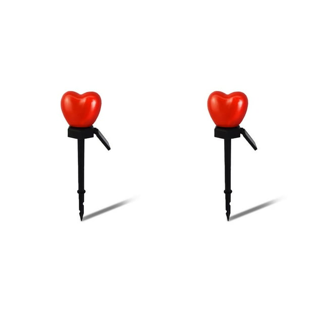 Injueey Jardín IPX5 Impermeable Luz de estaca con energía solar Patio delantero exterior Lámpara LED en forma de corazón Encendido / apagado Rojo 2piezas Injueey CBP164241