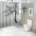 thumbnail image 7 of Fenyluxe  Asian Shower Curtain, Lone Pine on Mountain Slope Art Traditional Chinese Painting Style Oriental Culture, Cloth Fabric Bathroom Decor Set with Hooks, Grey White, 7 of 7