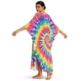 thumbnail image 2 of Xixirimido Vibrant Tie-dye Print Women Kaftan Dresses Plus Size Beach Cover Up Deep V-Neck Batwing Sleeves Swimsuit Coverups Summer Caftan Dress, 2 of 7