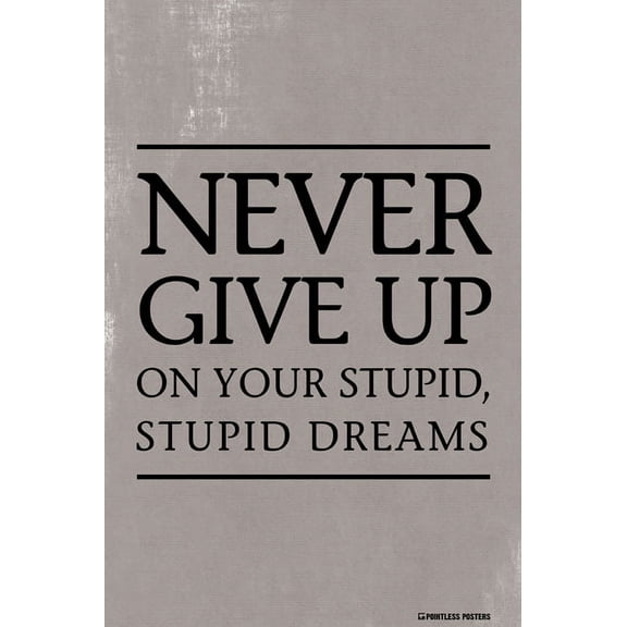 Never Give Up On Your Stupid, Stupid Dreams Demotivational Poster Print