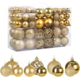 thumbnail image 1 of 100 bolas de Navidad doradas, bolas de Navidad de plástico, adornos para árboles de Navidad, adornos para árboles de Navidad en casa y al aire libre, tamaño 3 cm, 4 cm, 6 cm, 1 of 5