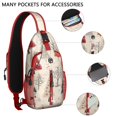 thumbnail image 2 of Sling Backpack,Beige Christmas Tree Pattern Crossbody Bag with Water Bottle Holder,Waterproof Sling Bag for Men/Women with Chest Phone Holder for Hiking,Travel, 2 of 6