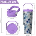 thumbnail image 4 of 30oz Handheld Travel Tumbler with Handle – Double Wall Stainless Steel Insulated Cup, Flip Straw Lid, Leak-Proof & BPA-Free for Hot and Cold Drinks – Durable Coffee & Juice Mug Pink, 4 of 7