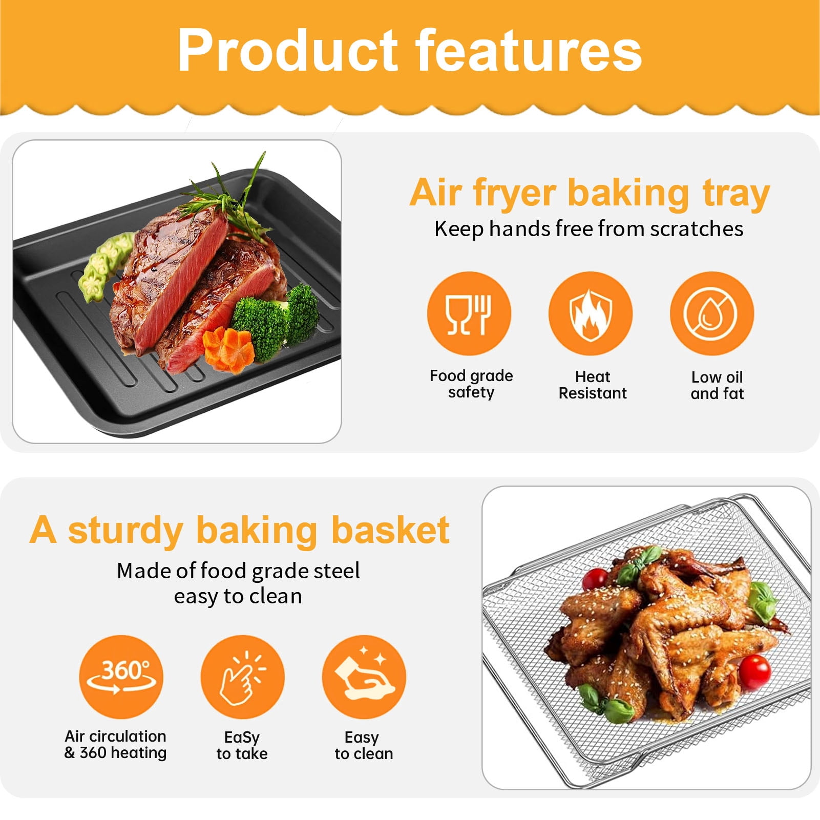 GWY Air Fryer Toaster Accessories Replacement for COSORI CS130-CFH CS130-AO 13 in 1 CO130-AO 12 in 1 32Qt Air Fryer Toaster Oven Combo, Air Fryer Rack Parts Grill Pan Plate Crisper Plate Tray Basket