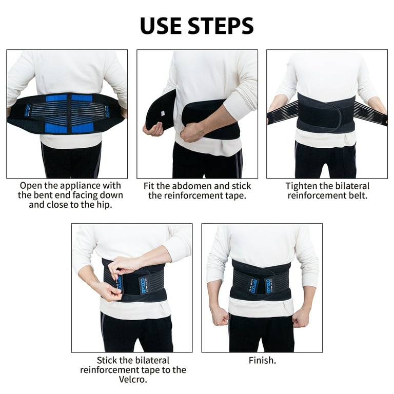 Lower Back Support Belt with 6 Stays - Back Brace for Scoliosis & Sciatica Pain Relief - Lumbar Support Belt for Men and Women, Adjustable Lower