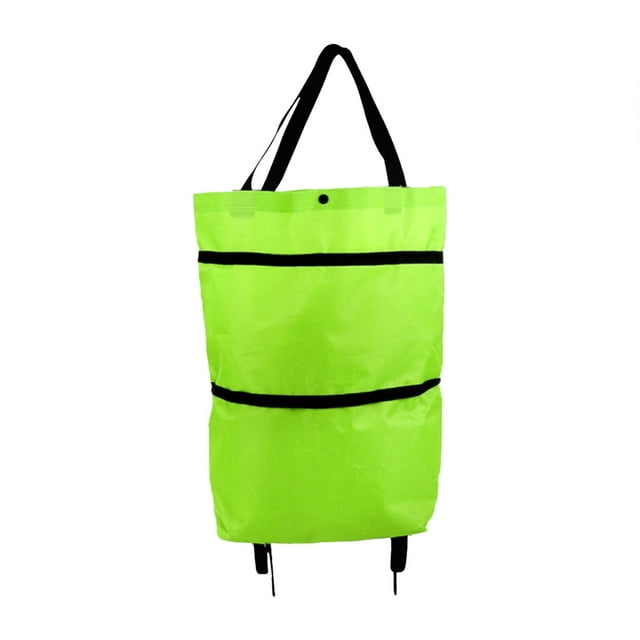 WHEANG Sac à Outils Chariot de Magasinage Sac Portable Multifonction Sac Fourre-Tout Pliable Chariot de Magasinage Sacs d'Épicerie Réutilisables avec Roues Chariot d'Épicerie Roulant Taille Unique Vert