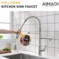 thumbnail image 4 of Grifo De Cocina Comercial Aimadi, Grifos De Cocina Con Rociador Desplegable, Grifos De Fregadero De Cocina De Acero Inoxidable Y Níquel Cepillado, 4 of 5