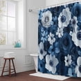thumbnail image 5 of Blue Flower Fabric Shower Curtain White Floral Washable Shower Curtains for Bathroom, Waterproof Bath Curtain with Hooks Home Decor 72x72in, 5 of 8