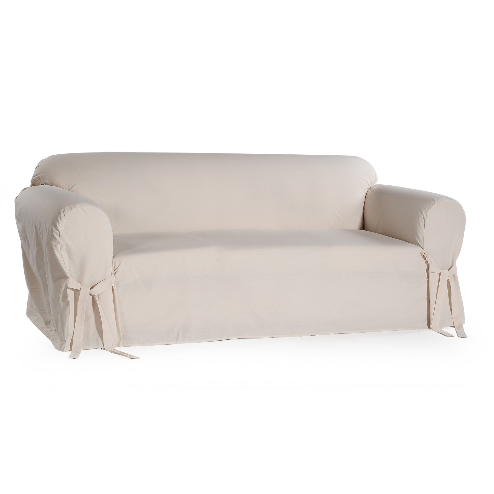 Classic Slip Covers 1-Piece Cotton Sofa Slipcover With Bowties