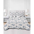 thumbnail image 2 of Quilts Twin Size Bedding Set, Blue Coastal Nautical Lightweight Quilted Comforter, Summer Watercolor Modern Ocean Sea Soft Reversible Bedspread Coverlet with Pillow Covers for All Season, 68" x 86", 2 of 7
