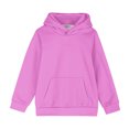thumbnail image 3 of Odeerbi Kids Boys Girls Hoodies Solid Color Pullover Hooded Sweatshirts Oversized Crewneck Hooded Sweatshirt Kids Fashion Long Sleeve Pullover Tops 4-14 Years Pink, 3 of 6