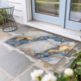 thumbnail image 2 of Blue Golden Marble Doormat Outdoor Entrance 18"x30", Modern Abstract Ink Painted Art Absorb Moisture Dirt Door Mats, Non-Slip Rubber Backing Floor Mats Indoor, Low-Profile Front Door Rugs, 2 of 9