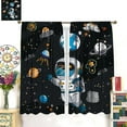 thumbnail image 5 of Cartoon Astronaut Blackout Curtains, Fun Cute Hand Painted Astronaut Star Planet Art Aesthetics Print Rod Pocket Window Treatments Drapes for Kidsroom Nursery Boys Bedroom 42" W X 54" L, 5 of 8