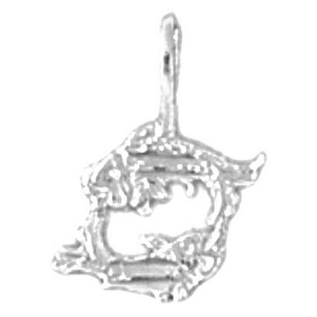 14K White Gold Zodiac - Pisces Pendant - 12 mm
