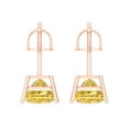 thumbnail image 3 of 14K Solid Gold Screw Back Stud Earrings for Women | 4 cttw Princess Cut Simulated Yellow Diamond | Rose Gold, 3 of 4