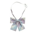 thumbnail image 2 of Xfvqtps Girls Bow Tie Checkered Bowties Pre-Tied Neckties Adjustable for Pleated Skirt Uniform School Light Blue, 2 of 3