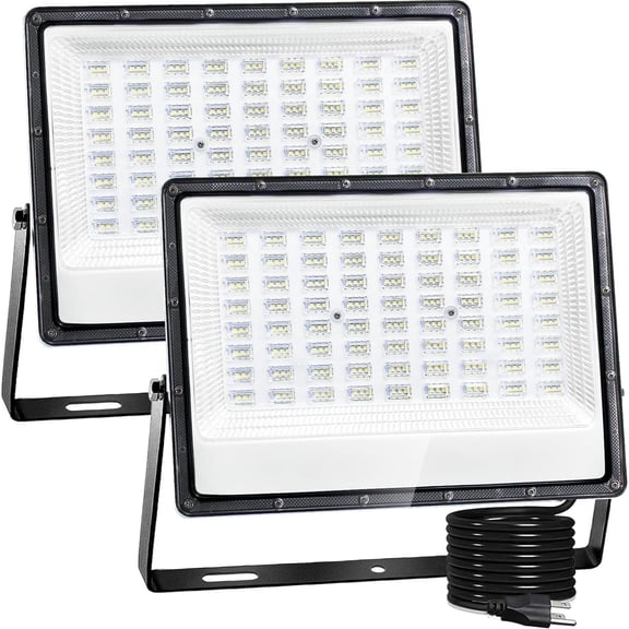 Indmird 2 pack 150W Outdoor LED Floodlight, IP66 Waterproof, 6500K 15000LM White Light, for Garage, Patio