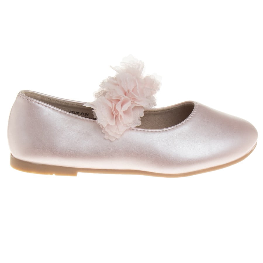 Kensie Girl Toddler Ballerina Flats, Peach Pink Pearl, 5