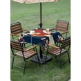 thumbnail image 4 of Outdoor Tablecloth with Umbrella Hole for Patio/Picnic/Party/Camping, Japanese Style Waterproof Table Cloth Square Cover Washable, Modern Cranes Cherry Flower Wave Navy Blue (54"x 54"), 4 of 8