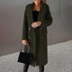 thumbnail image 2 of Women Woolen Jacket Turn-down Collar Solid Color Double-breasted Coat Mid Length Thermal Long Sleeved Commuting Dating Spring Fall Winter Overcoat, 2 of 5