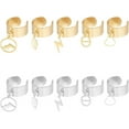 thumbnail image 1 of 10 anillos de acero inoxidable con dijes, 2 colores y 5 estilos, para mujer, estilo gótico, con colgante de hoja, rayo y corazón, ajustables, con puño abierto., 1 of 6