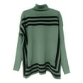 thumbnail image 5 of Chandail pour Femmes Automne/hiver Col Roulé Tricoté Manches Chauve-Souris Design Rayé, 5 of 5