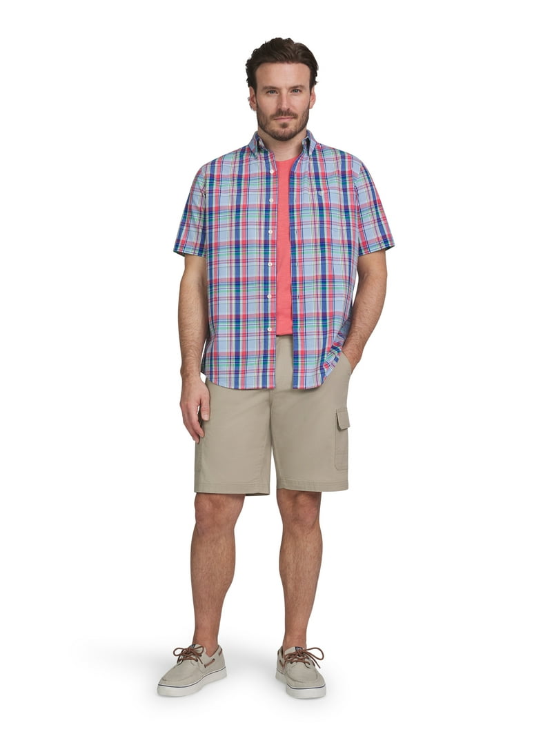 Chaps Men's Short Sleeve Button-Down Shirt - Classic Woven Formal Collared Shirt