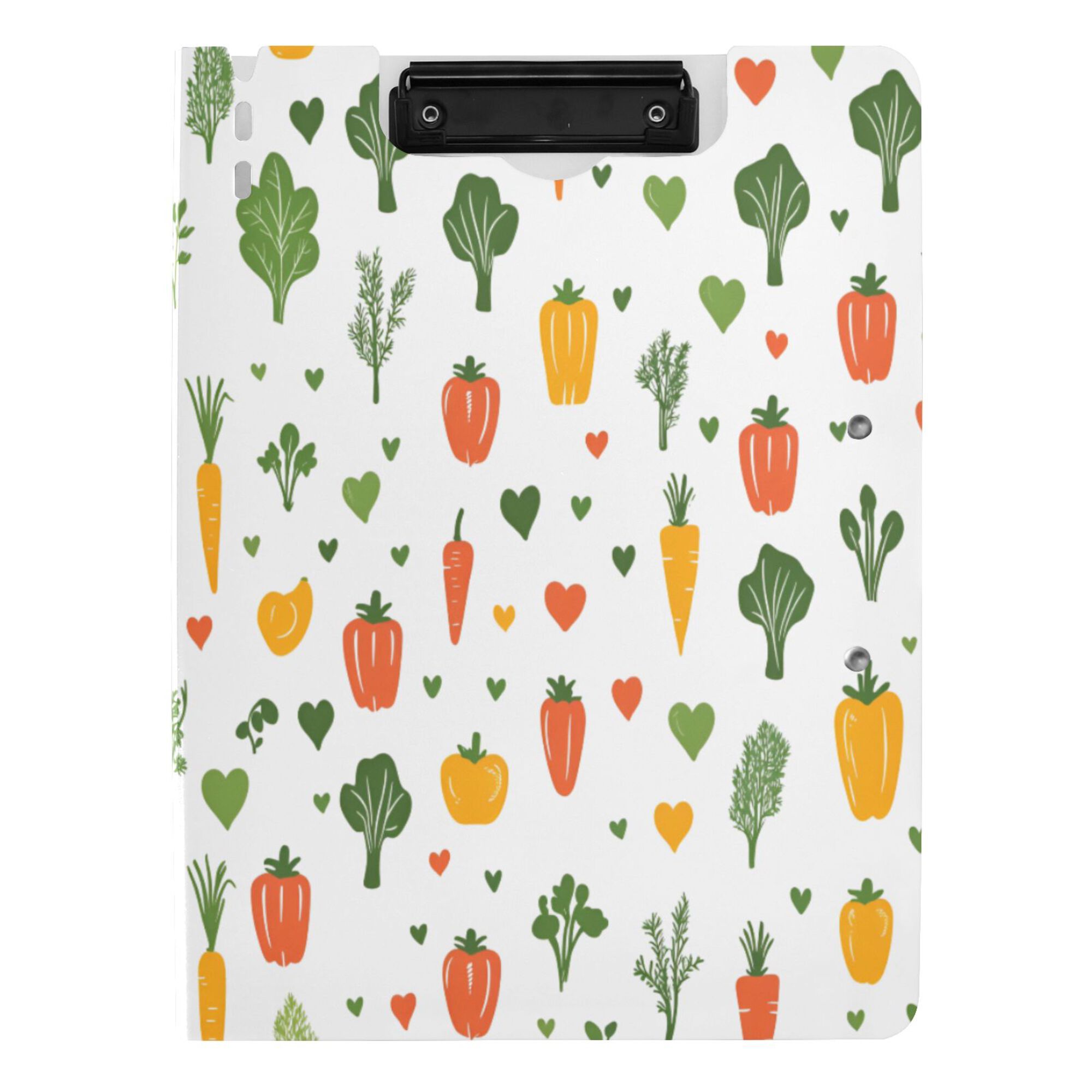 FORMRS A4 Clipboard Folder with Pen Holder Horizontal Foldable School Office Binder, Green Cute Vegetables