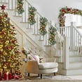 thumbnail image 6 of Cordless Prelit Christmas Teardrop Swags Stairway Trim - Artificial Pine Greenery Garland Wreath with Bowknot & Pinecone for Outdoor Indoor Front Door, Window, Staircase Xmas Holiday Home Decor, 6 of 9