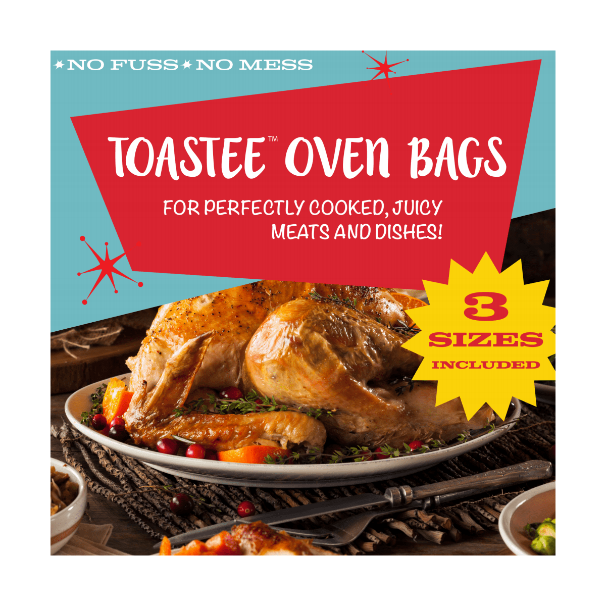 TOASTEE Oven Roasting Bags for Chicken, Ham, Prime Rib, Poultry, Turkey