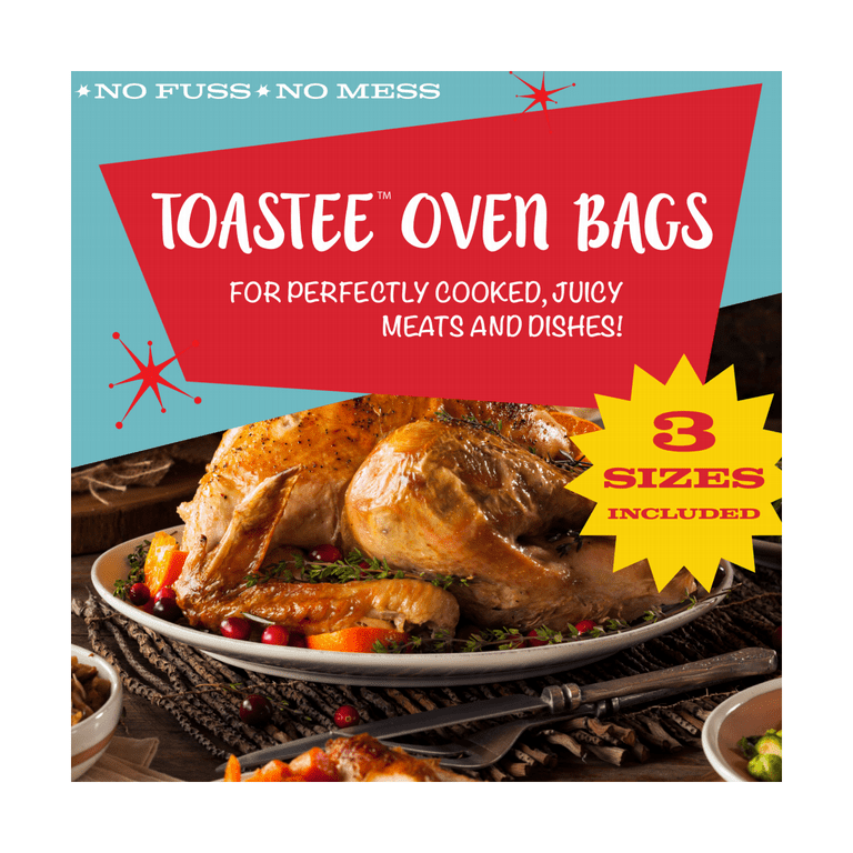 TOASTEE Oven Roasting Bags for Chicken, Ham, Prime Rib, Poultry, Turke