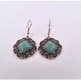 thumbnail image 3 of Square Turquoise Silver Dangle Earrings STSDE, 3 of 10