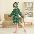thumbnail image 4 of FORMRS Niños Bathrobe Unisex Hooded Robe Soft Plush Pajamas Sleepwear, Size 10-12T, Green Christmas Trees, 4 of 7
