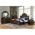 thumbnail image 1 of Finition Cerisier Formel Traditionnel 4 Pcs Lit Très Grand Table de Chevet Commode Miroir Ensemble Mobilier en Bois, 1 of 7