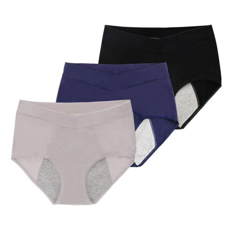 3pcs Women Panties,Menstrual Period Leak-proof Underpants,Postpartum Panties,Stretch  Briefs,V-shaped Waist Briefs,Full Coverage Sanitary Pants,Breathable Cotton  Panties 