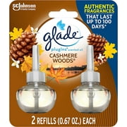 Glade PlugIns Refills Air Freshener, Scented and Essential Oils for Home and Bathroom, Cashmere Woods, 1.34 Fl Oz, 2 Count